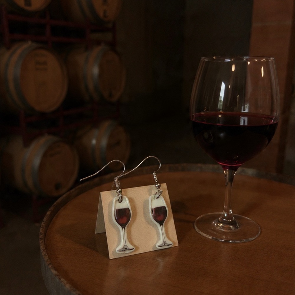 Handmade Wine Glass Drop Earrings